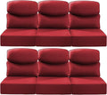 Luxury 24x24x6 Inch Smile Patio Cushions for Outdoor Furniture Set of 6 - Thick Back & Deep Seat Outside Replacement Chair Pillows for Rattan Metal Glider Loveseat Sectional Sofa - Red
