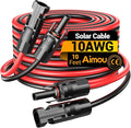 10Feet 10AWG Solar Extension Cable, 10 Gauge Solar Panel Wire with Female and Male Connectors for RV, Off-Grid Photovoltaic Systems(Black+Red)