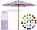 Midtown Umbrellas The Wooden 9 Feet Patio Umbrella With Terylast Midtown Purple Polyester Fabric - Aluminum Frame Market Umbrella For Backyard, Deck, Garden, Pool - Wooden Pole