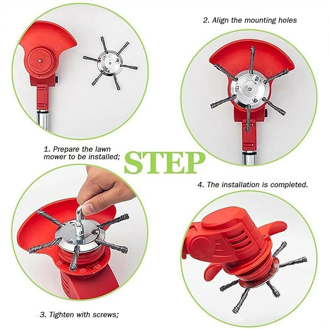 New Steel Wire Model Weed Wacker Head, Steel Wire Grass Weed Eater Blades, Universal Steel Wire Weed Grass Trimmer Blade Remover Tool for Electric Battery Powered String Trimme (2, 6 Blades)