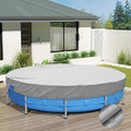 ECOOPTS Waterproof Round Polyester Pool Cover for Above Ground Pools, Swimming Pool Cover Protector Winter Safety Cover (10 ft, Light Grey)