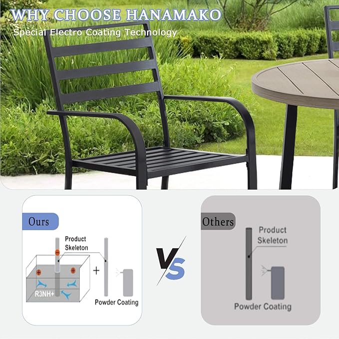 Outdoor Dining Chairs Set of 2, Aluminum Frame Stackable Patio Dining Chairs with Armrest, Wrought Iron Patio Bistro Chairs for Lawn, Backyard, Garden, Porch