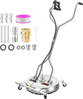 20" Pressure Washer Surface Cleaner with 5 Nozzles Water Broom - Stainless Steel Surface Cleaner for Pressure Washer Attachment for Concrete, Patio, Sidewalk, Deck and Driveways, 4000 PSI
