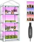 Indoor Greenhouse with Grow Light, 4-Tier Mini Greenhouse 27.6"x19"x63" Small Greenhouse with Zippered PVC Cover for Seed Starting Trays, Dimmable Plant Light for Indoor Plants with Timer