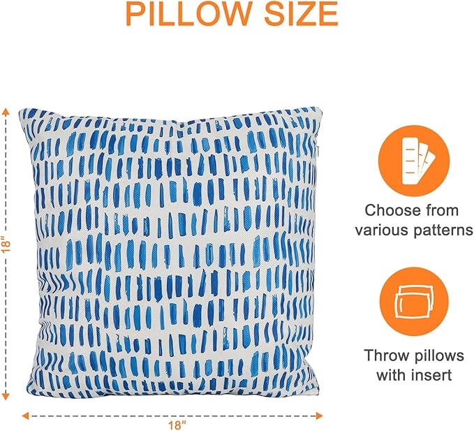 Outdoor Throw Pillows Waterproof Set of 2 Patio Pillows 18×18 Inch Decorative Pillows for Bed, Couch, Sofa and Patio Furniture