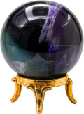 Amazing Gemstone Fluorite Crystal Ball with Stand - 2 Inches Crystal Sphere Meditation Balls for Witchcraft and Decorative Balls