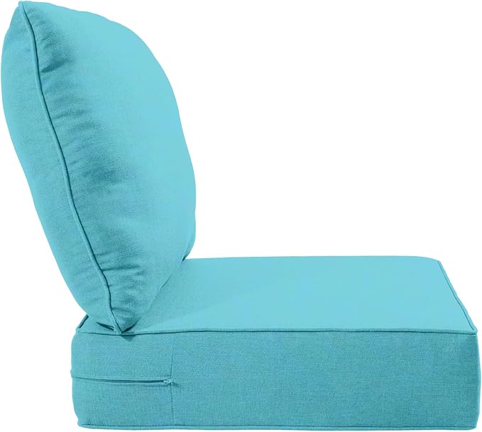 Luxury 22x24/22x25 6-Inch Outdoor Chair Cushions Set of 4 - Heavy Duty Water-Resistant Comfortable Cushion for Patio Furniture Dining Rocking Chairs Loveseat L-Shape Sofa - Turquoise