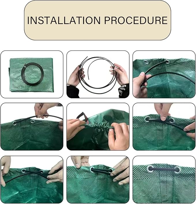 Garden Bags for Leaves, Leaf Bags Reusable Zippered Top with Yard Leaf Collector Bag Heavy Duty with 4 Handles Garden Leaf Bag Leaf Collector Come with Gloves (32Gallon)