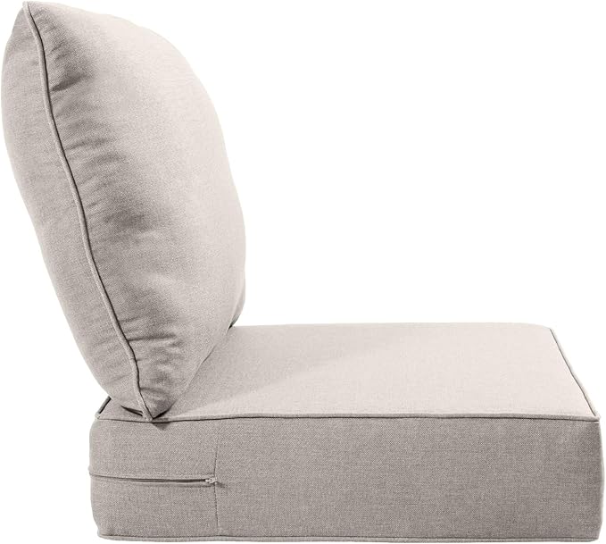 Luxury 24x24x6 Inch Patio Couch Cushions Set of 3 - Memory Foam Deep Seat Water-Resistant Patio Cushion for Lawn Dining Rocking Swivel Chairs Loveseat 3-Seater Sectional Sofa - Beige