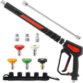 RIDGE WASHER Pressure Washer Gun 5000 PSI, 12 GPM, Power Washer Gun with Stainless Steel Extension Wand, Detachable M22 14 Male to 1/4" Quick Connect, 360° Swivel 3/8'' NPT Thread, M22 Fitting
