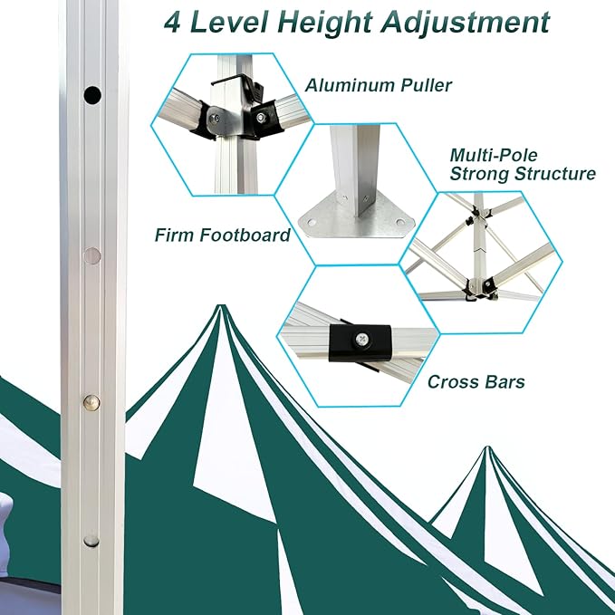 Custom Canopy Tent 10x10 with Logo, Custom 10x10 Pop Up Canopy Tent, Nano-Grade Water Repellent Heavy Duty for Business, w/Roller Bag (1 Full Wall + 2 Half Wall)