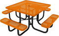 COATEDOUTDOORFURNITURE Heavy-Duty Portable Outdoor Picnic Table with Umbrella Hole, Punched Steel Commercial-Grade Patio Dining Furniture Made in America (46" Square Top, Orange)