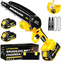 Cordless Mini Chainsaw, 1000W High Power Brushless Power Chainsaw, 2025 Upgraded 6 Inch Electric Chain Saw with 4000mAh Lithium-Ion Battery and Charger for Garden Yard Tree Branch Wood Cutting
