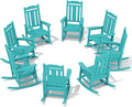 SERWALL Outdoor Rocking Chair Aruba Set of 8, All Weather Patio Rocking Chair, HDPE Poly Rocking Chair for Adults, Heavy Duty Front Porch Rocker
