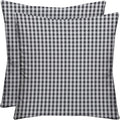 RSH DECOR: Square Throw Pillows Set of 2 | 20” x 20” | All-Weather Spun Fabric | Water and Fade-Resistant | Outdoor Accent Pillows for Patio Furniture | Dawson Pewter Black Plaid