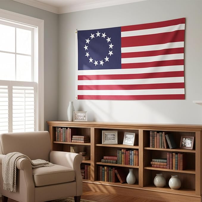 Homissor Betsy Ross Flag 5x8 Feet Embroidered 13 Star American Flags for 250th Anniversary Heavy Duty Outdoor Colonies Banner for Outside