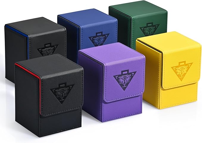 ZLCA Card Deck Box for MTG Yugioh TCG, Storage Case with Dividers Holds 100+ Sleeved Cards, Premium Case Compatible with CCG Trading Cards (Navy, Puzzle)