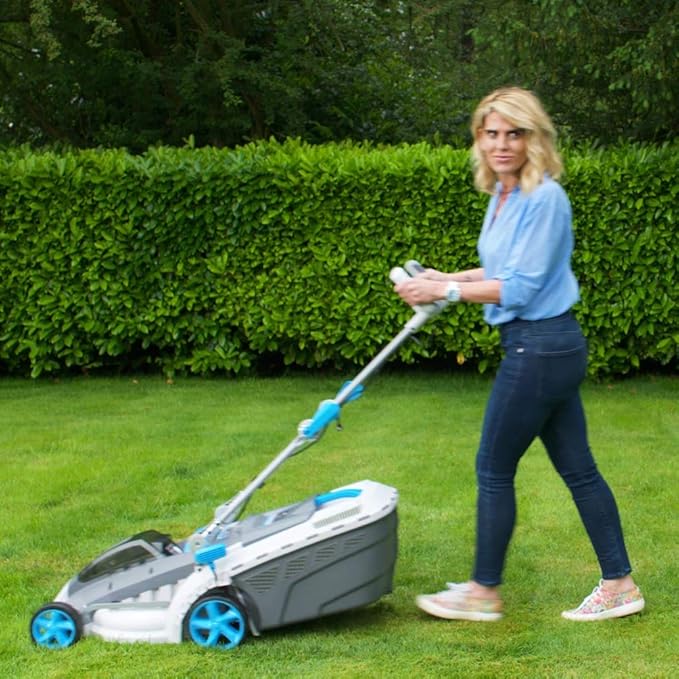 40V Cordless Lawn Mower 18 Inch Lightweight Lawnmower Brushless Motor 5 Cutting Heights Adjustable 2-1 Push Mowe W/Battery and Fast Charger