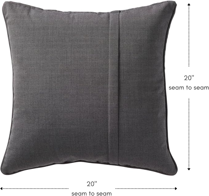 Greendale Home Fashions Sunbrella 20" Square Outdoor Throw Pillow with Removable Cover (Set of 2), Canvas Coal 2 Count