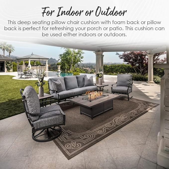 RSH DECOR: Deep Seating Cushion with Pillow Back | 25” x 25” Seat | Water and Fade-Resistant Spun Fabric | Outdoor Chair Cushion Set for Patio Furniture | Fenbrook Teal