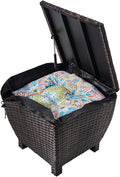 Outdoor Wicker Storage Box with Cover, 13 Gallon PE Rattan Deck Box for Outside with Waterproof Liner, Patio Storage Chest with Hinged Lid for Cushions, Pillows, Towels, Horizontal Bin, Brown