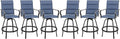 Vongrasig 6 Piece Outdoor Patio Swivel Bar Chairs, All Weather Padded Sling Textile High Top Bar Stools, Bistro Set for Backyard, Lawn Garden, Balcony, Padded Blue