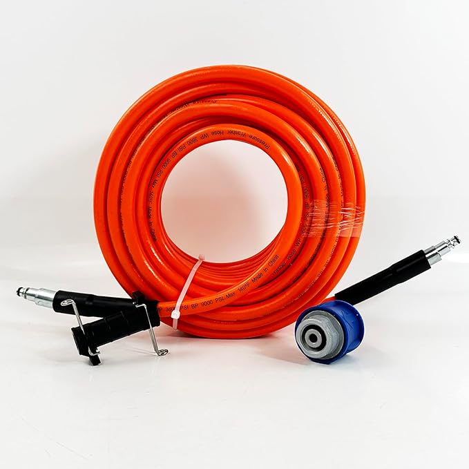 5800PSI/400Bar Ultra Flexible Pressure Washer Hose for Bosch Home Cleaning, 5M-30M High Pressure Extension Tube with Quick-Connect Adapter,(Red/Blue/Yellow/Green/Grey/Orange/Light Blue)(Orange,64FT)