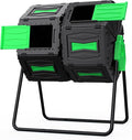 Compost Bin Outdoor, 45Gallon Dual Chamber Composter Large Composting Bin, 360° Rotating Compost Bin, BPA-Free Fast-Working Tumbling Compost Barrel, Kitchen Garden Composter Tumbler (Green)