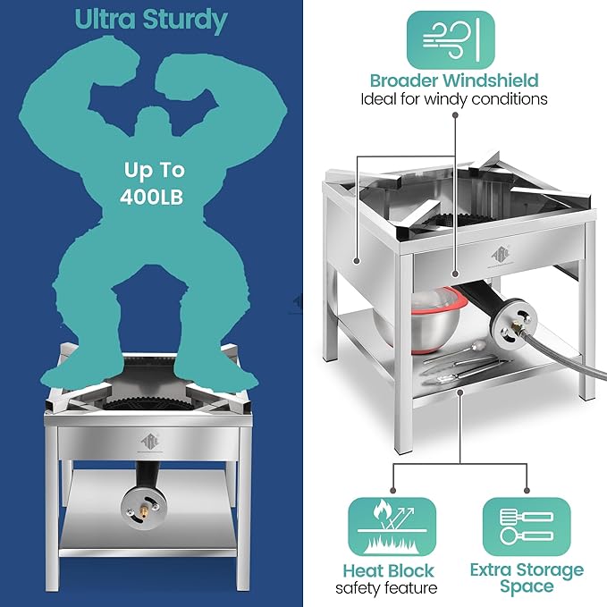 ARC 100QT Stainless Steel Seafood Boil Pot with 200,000BTU Propane Burner, w/Basket for Outdoor Deep Fryer, Large Cooking Pot for Turkey Fryer, Crab, Crawfish, Shrimp, Lobster Boiling Stock Pot