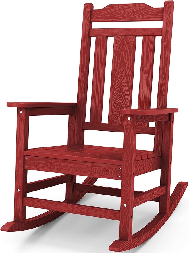 SERWALL Outdoor Rocking Chair Red