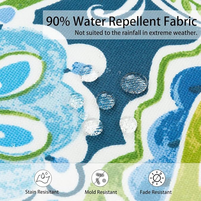 Magpie Fabrics Pack of 2 Indoor Outdoor Waterproof Throw Pillow Covers 18 x 18 Inch, Decorative Pillowcase Shell Cushion Sham for Garden Patio Tent Balcony Couch Sofa(Paisley Lapis Green)