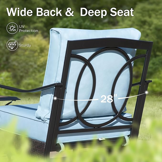 PHI VILLA Patio Swivel Chairs Set of 2, Outdoor Wicker Chairs with Thick Cushion, All Weather High Back Outdoor Furniture for Balcony Porch and Yard