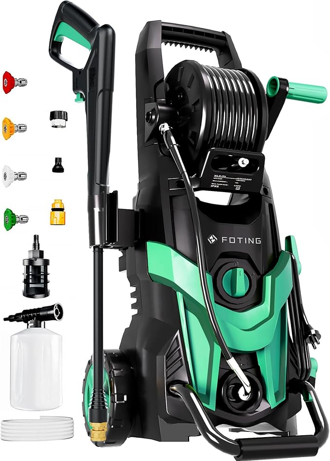 2025New Pressure Power Washer 4500PSI with 4 Quick Connect Nozzles,Inlet Hose & Filter, Foam Cannon for Cars/Fences/Driveways/Patios/Home Cleaning(Navy Blue)