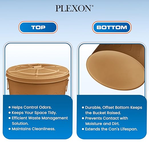 Plexon Large Metal Trash Can with Lid 20 Gallon, Decorative Outdoor Trash Can Heavy Duty Galvanized Metal Bucket with Lid for Garage Workshop Ash Storage Farmhouse, Copper 3 Pack