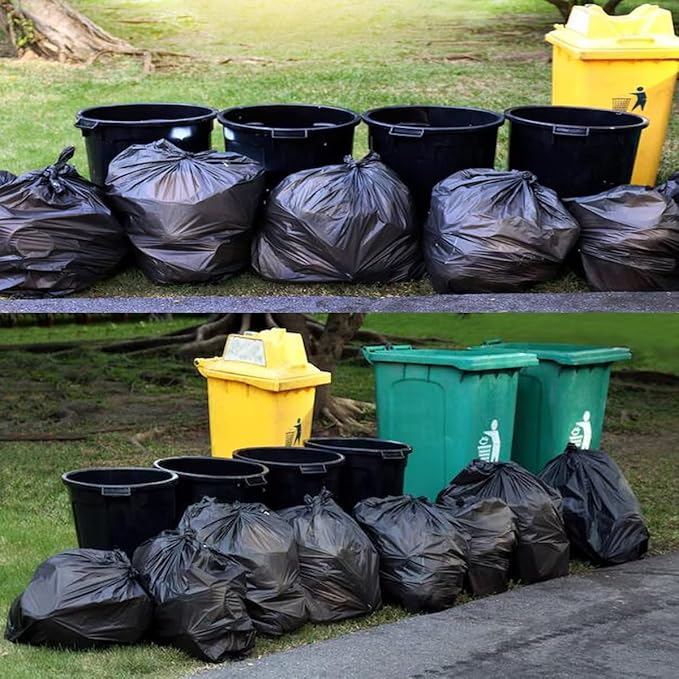 4-6 Gallon Trash Bags, 300 Count Black Garbage bags, Multi-purpose Trash Can Bin Liners for Bathroom, Office, Industrial, Commercial, Janitorial, Municipal, Recycling
