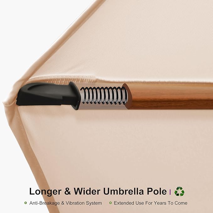 PURPLE LEAF 9' X 12' Patio Large Cantilever Umbrella Outdoor Square Wood Umbrellas Offset Umbrella Heavy Duty Sun Umbrellas for Garden Deck Pool, Heather Taupe