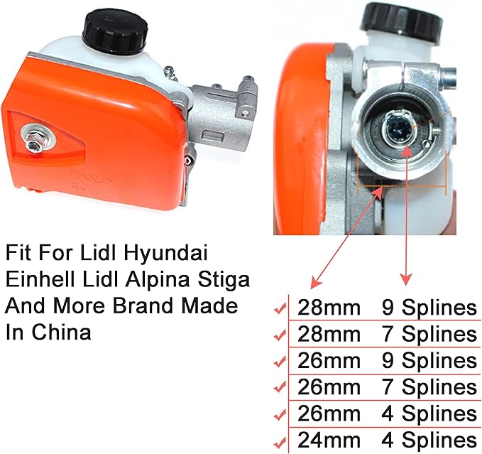 Pole Saw Gear Head Fit For Lidl Hyundai Einhell Lidl Alpina Stiga 26cc 33cc 43cc 52cc Multi Function Pole Saw Chainsaw (Tube 26mm Spline 7)