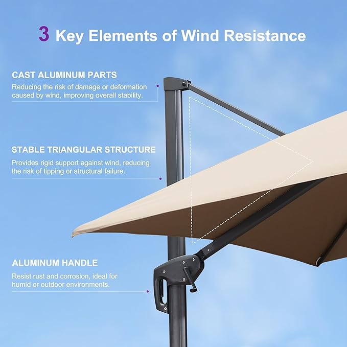 PURPLE LEAF 11ft Patio Umbrella with Base Included Large Offset Umbrella Hanging Double Top Square Cantilever Outdoor Umbrella for Garden Deck Backyard Pool Taupe