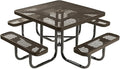 COATEDOUTDOORFURNITURE Heavy-Duty Portable Outdoor Picnic Table with Umbrella Hole, Expanded Metal Commercial-Grade Patio Dining Furniture Made in America (46" Square Top, Textured Brown)