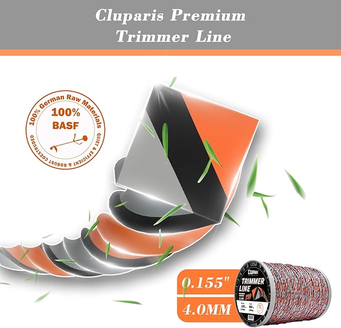 Cluparis 5-Pound Super Heavy Duty Trimmer Line .155-Inch-by-604-ft Twist Pro Trimmer Line Spool 3-Component Tri-Extrusion Weed Eater String with Super Line Cutter