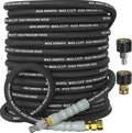 Pressure Washer Hose 50FT 4000 PSI, Kink Resistant Steel Braided Layer & NonMarking Rubber for Hot/Cold Water, High Power Washer Hose With 3/8 Inch Quick Connect & M22 Fitting, Black