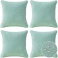 Decorative Outdoor Water Repellent Throw Pillows with Inserts, Set of 4, 18" x18" Pillows for Patio, Backyard, Bed, Couch, and Patio Furniture, Aqua Green