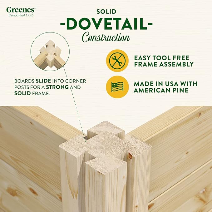Greenes Fence Original Pine Raised Garden Bed, 8' x 12' x 10.5" U-Shaped Bed - Made in USA with American Pine