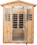 Infrared Sauna Wooden Sauna Room,Outdoor Sauna 4 Person Infrared Saunas for Home,Low Emf Infrared Sauna 2050W 2 Bluetooth Speakers, 2 LED Reading Lamp