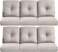 Pop 22x25/22x24 Outdoor Furniture Cushions Set of 6 - Comfortable Patio Chair Cushion for Rattan Wicker Dining Rocking Swivel Chairs Loveseat Couch L-Shape Sectional Sofa - Beige/Button
