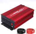 Power Inverter 2000 Watt, Modified Sine Wave Power Converter 2000W DC 12V to 110V AC Car Inverter with 2.4A USB Ports 3 AC Outlets Red