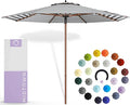 Midtown Umbrellas The Wooden 8 Feet Patio Umbrella With Terylast Zebra (Black/White Stripes) Polyester Fabric - Aluminum Frame Market Umbrella For Backyard, Deck, Garden, Pool - Wooden Pole