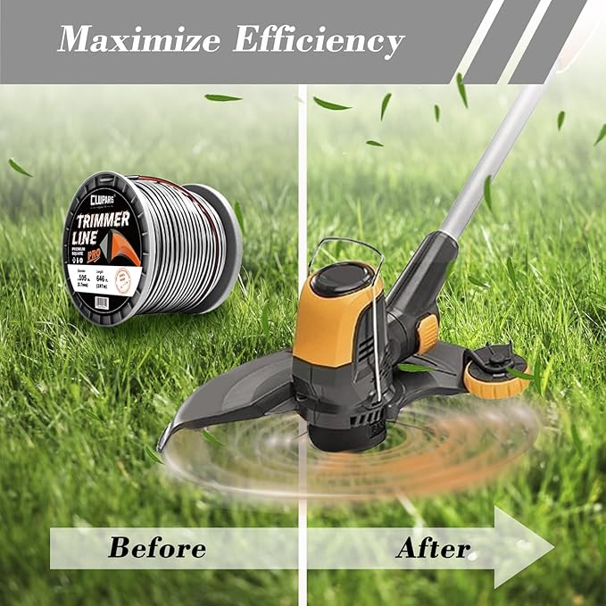 Cluparis 3-Pound Super Heavy Duty Trimmer Line .105-Inch-by-646-ft Square Pro Trimmer Line Spool 3-Component Tri-Extrusion Weed Eater String with Super Line Cutter