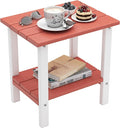 OTSUN Outdoor Side Table, End Table for Adirondack Chair, 18" Patio Table for Porch, Yard, Weather Resistant (Red & White)