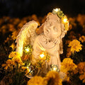 Solar Cherub Angel Outdoor Garden Decor Statues - 8 inches Angel Figurines Outdoor Sculptures with Succulent, Garden Statues for Outside, Patio, Balcony, Lawn Ornaments or Housewarming Gift